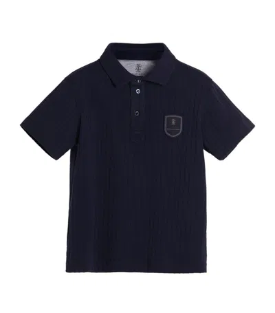 Brunello Cucinelli Kids' Tennis Badge Polo Shirt (4-12 Years) In Blue