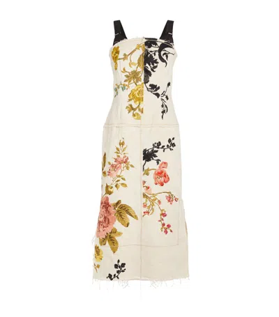 Erdem Embroidered Floral Midi Dress In White