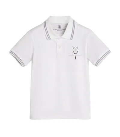 Brunello Cucinelli Kids' Tennis Cotton Polo Shirt In White