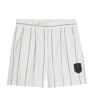 Brunello Cucinelli Kids' Striped Bermuda Shorts In White