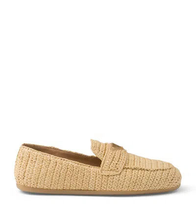 Prada Woven Loafers In Gold