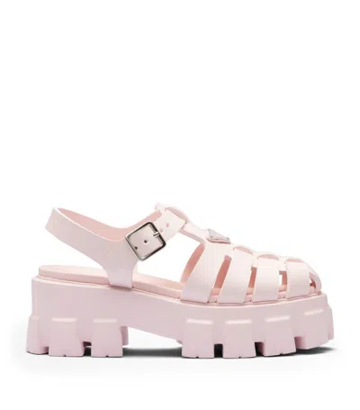 Prada Rubber Platform Sandals 55 In Pink