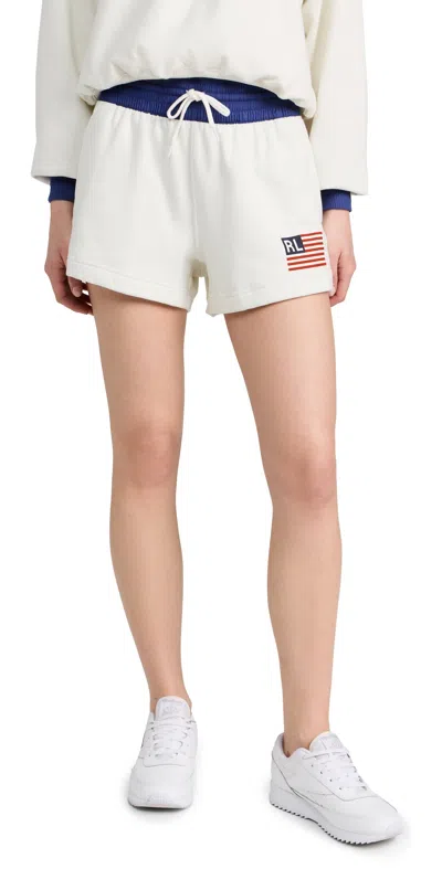 Polo Ralph Lauren Flag Logo-print Cotton-blend Jersey In Deckwash White