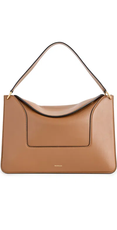 Wandler Penelope Foldover Top Shoulder Bag In Brown