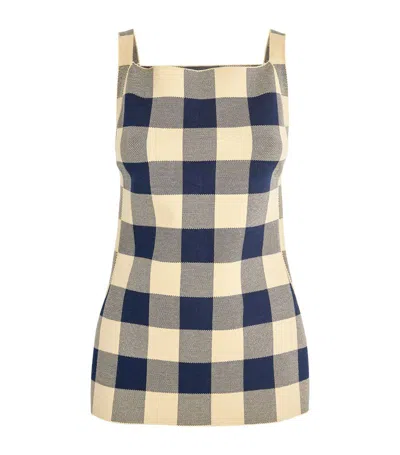 High Sport Gingham Jacquard Asher Top In Navy