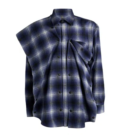 Y/project Snap-off Check Shirt In Blue