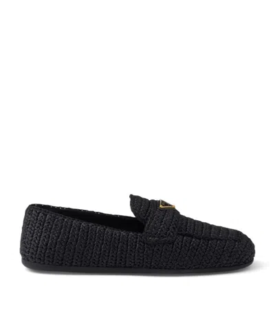 Prada Woven Loafers In Black