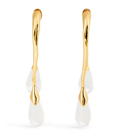 Alexis Bittar Gold Plated And Lucite Front-back Double Drop Earrings