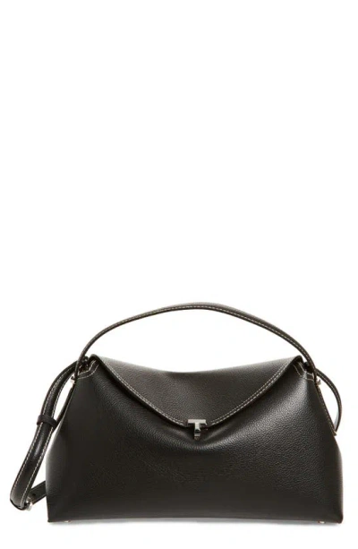 Totême T-lock Curved Leather Shoulder Bag In Black