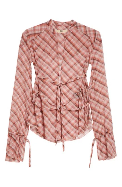 Knwls Pink Thrall Checked Blouse