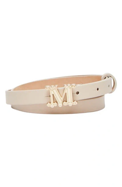 Max Mara Leather Monogram Belt In Ivory