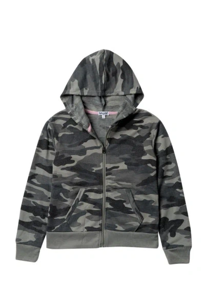 Splendid Girls' French Terry Camo Print Hoodie - Big Kid In Dusty Olive