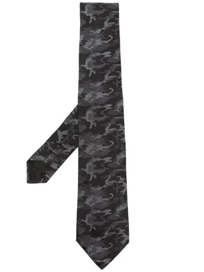 Givenchy Abstract-pattern Print Silk Tie In Black
