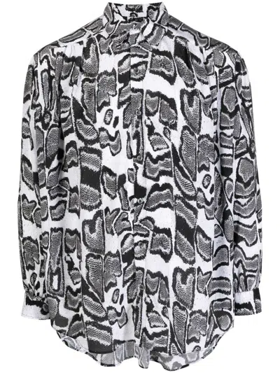 Edward Crutchley Abstract-pattern Long-sleeve Shirt In White