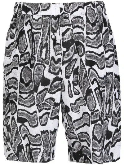 Edward Crutchley Abstract-pattern Silk Shorts In White