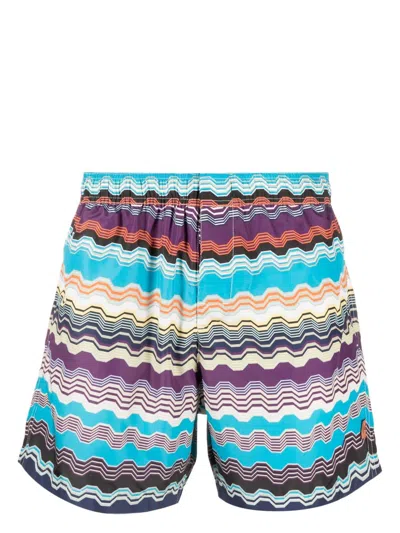 Missoni Abstract-pattern Swim Shorts In Blue