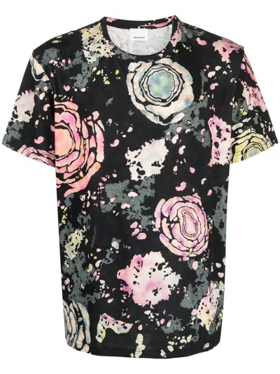 Marant Abstract-print Cotton T-shirt In Black
