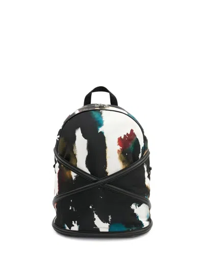 Alexander Mcqueen Abstract-print Backpack In Black