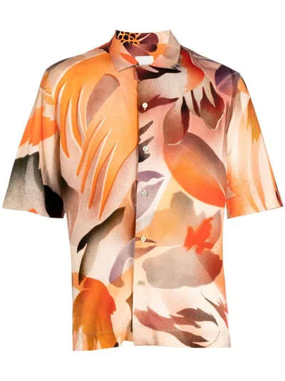 Paul Smith Abstract-print Short-sleeved Shirt In Orange