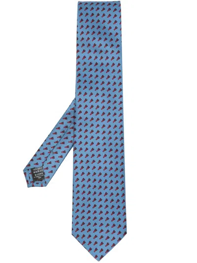 Dunhill Abstract-print Silk Tie In Blau