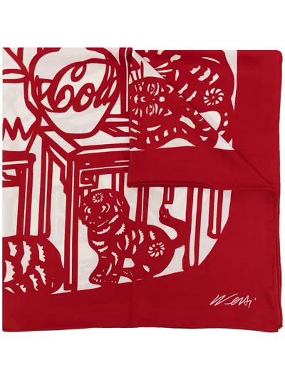 Taschen Ai Weiwei. The Silk Scarf ‘cats And Dogs' In Red