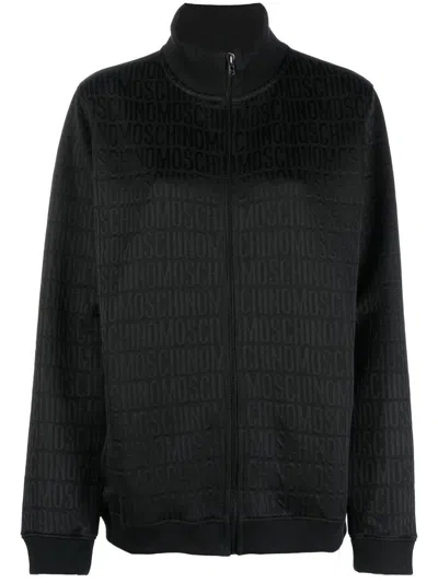 Moschino Black All-over Debossed Logo Sweatshirt