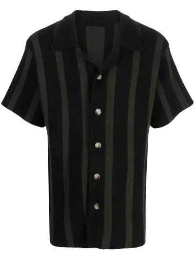 Nanushka Almar Striped Terry-cloth Shirt In Black