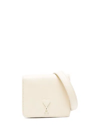 Ami Alexandre Mattiussi Ami De Coeur Leather Card Holder In White