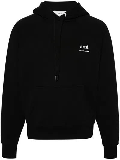 Ami Alexandre Mattiussi Ami De Coeur Logo-print Hoodie In Black