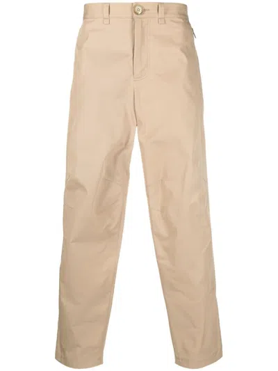 Lanvin Ankle-zip Straight-leg Trousers In Nude & Neutrals