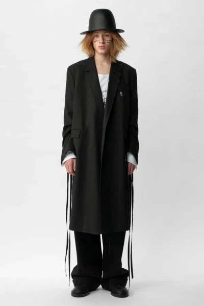 Ann Demeulemeester Thomas Slouchy Long Cotton Jacket In Black