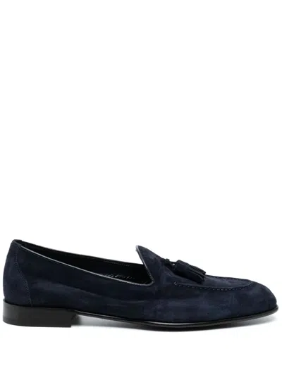 Brioni Appia Suede Loafers In Blue