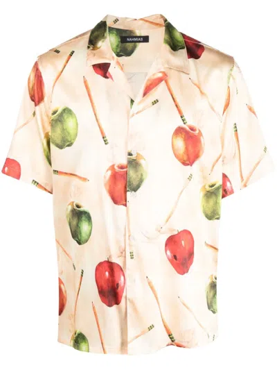 Nahmias Apple-motif Silk Shirt In Neutral