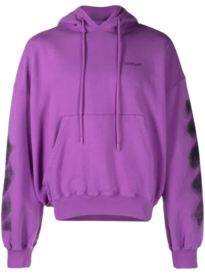 Off-white  Arrows-print Hoodie In Purple