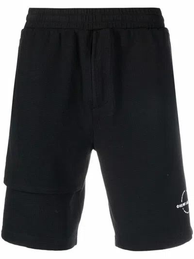 Helmut Lang Asymmetric-layered Woven Shorts In Black