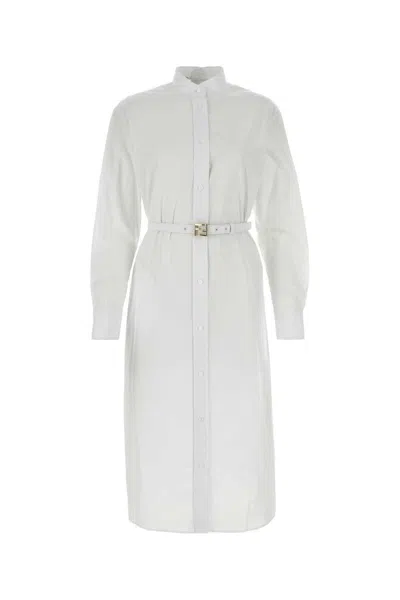 Fendi Midi Shirt Dress In White