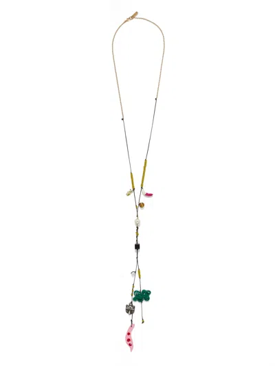 Marni Bead-detail Charm Necklace In Multi
