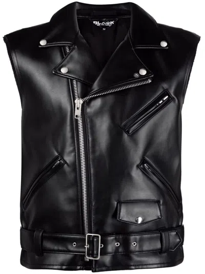 Black Comme Des Garçons Belted Sleeveless Biker Jacket In Black