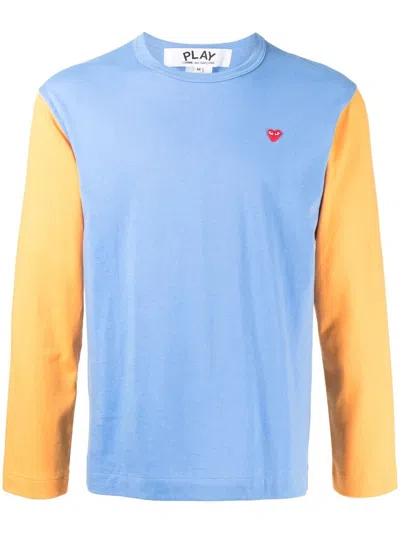 Comme Des Garçons Play Bi-colour T-shirt In Blue