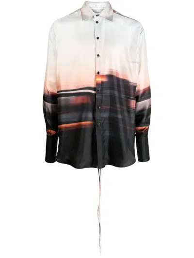 Peter Do Blurred City Silk Shirt In Multicolour