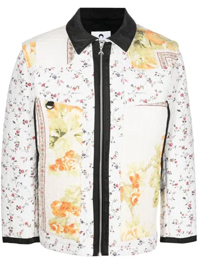 Marine Serre Boutis Floral-print Quilted Jacket In White