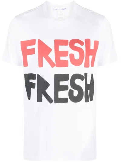 Comme Des Garçons Shirt Brett Westfall-print T-shirt In White