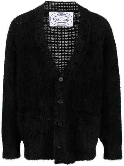 Missoni Brushed V-neck Cardigan In Black