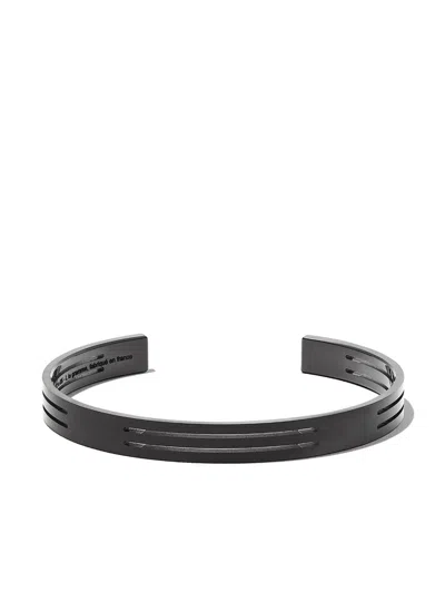 Le Gramme Punched And Brushed Ribbon Bracelet In Titanium With Dlc Treatement 8g In Black