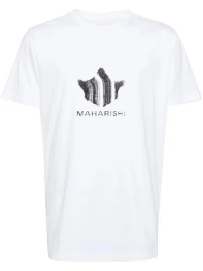 Maharishi Brushstroke Temple Organic-cotton T-shirt In White