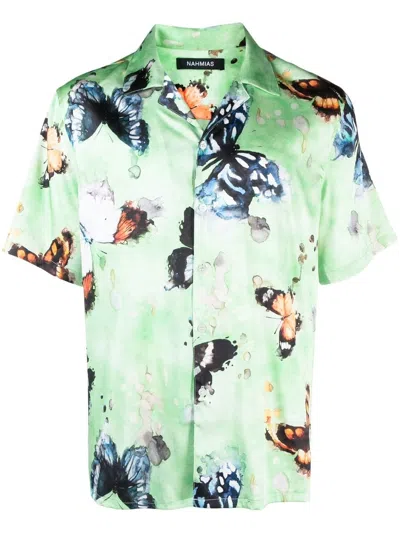 Nahmias Butterfly Print Short-sleeve Shirt In Green