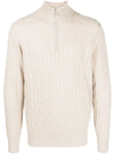 Brunello Cucinelli Cable-knit Cashmere Jumper In Neutrals