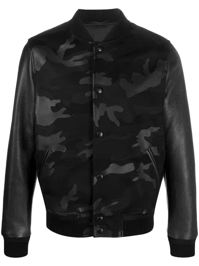 Valentino Camouflage-print Bomber Jacket In Black