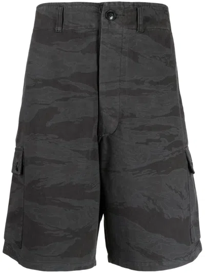 Maharishi Camouflage-print Cargo Shorts In 黑色