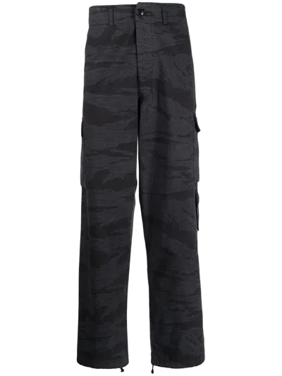 Maharishi Camouflage-print Cargo Trousers In 黑色